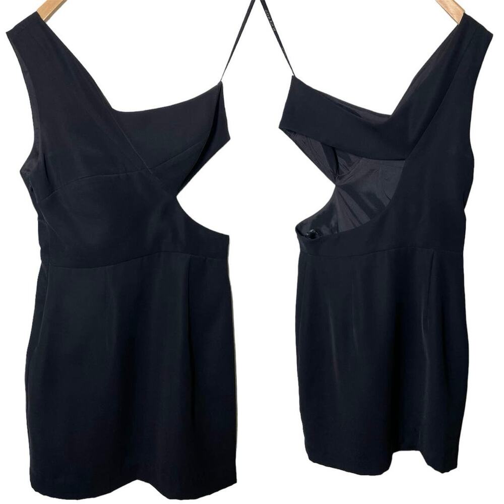 Black Halo One Shoulder Side Cutout Black Costa Dress Womens Size 4 Cocktail